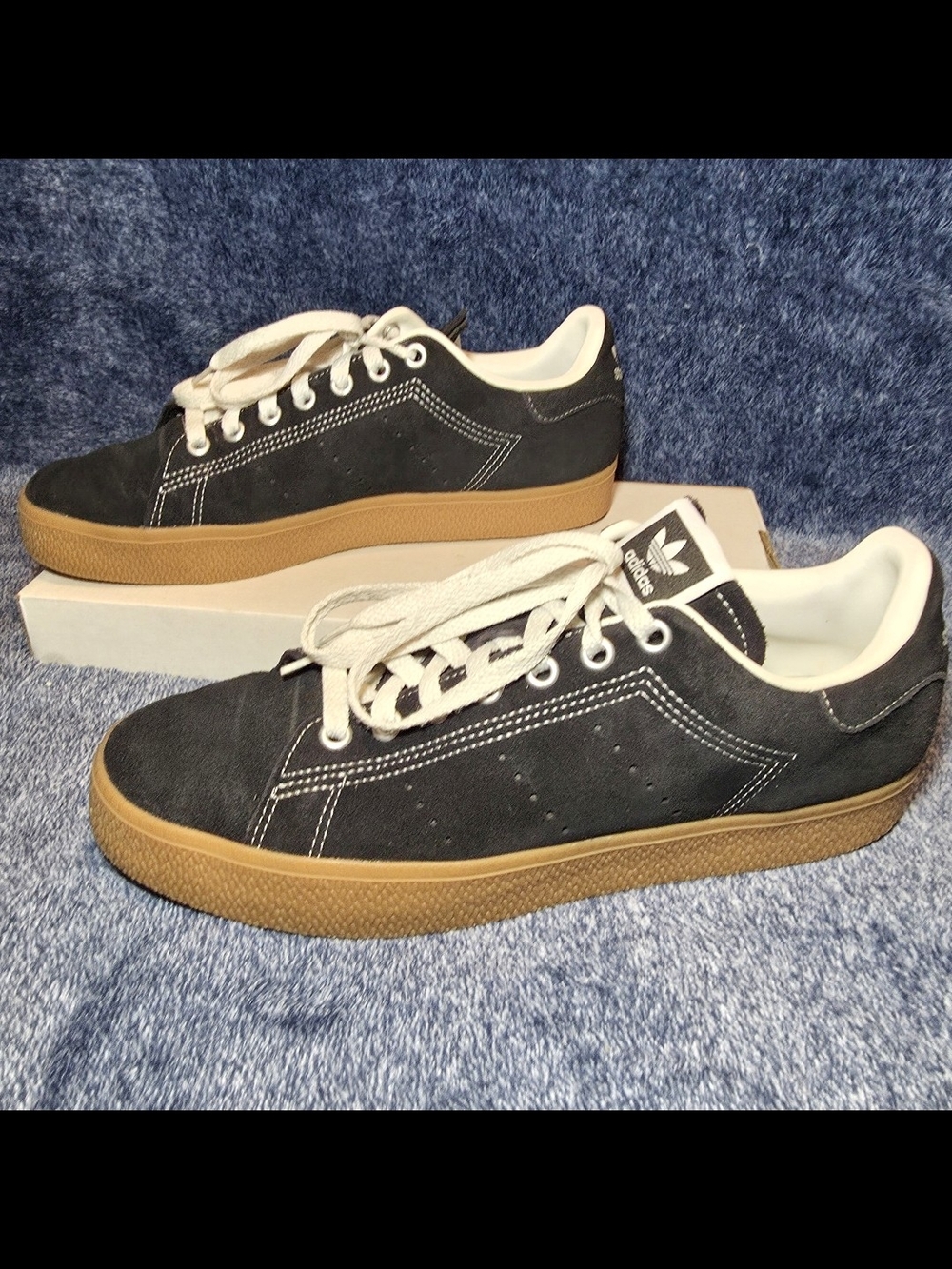 adidas Men's Stan Smith Black Suede Sneakers with Gum Sole